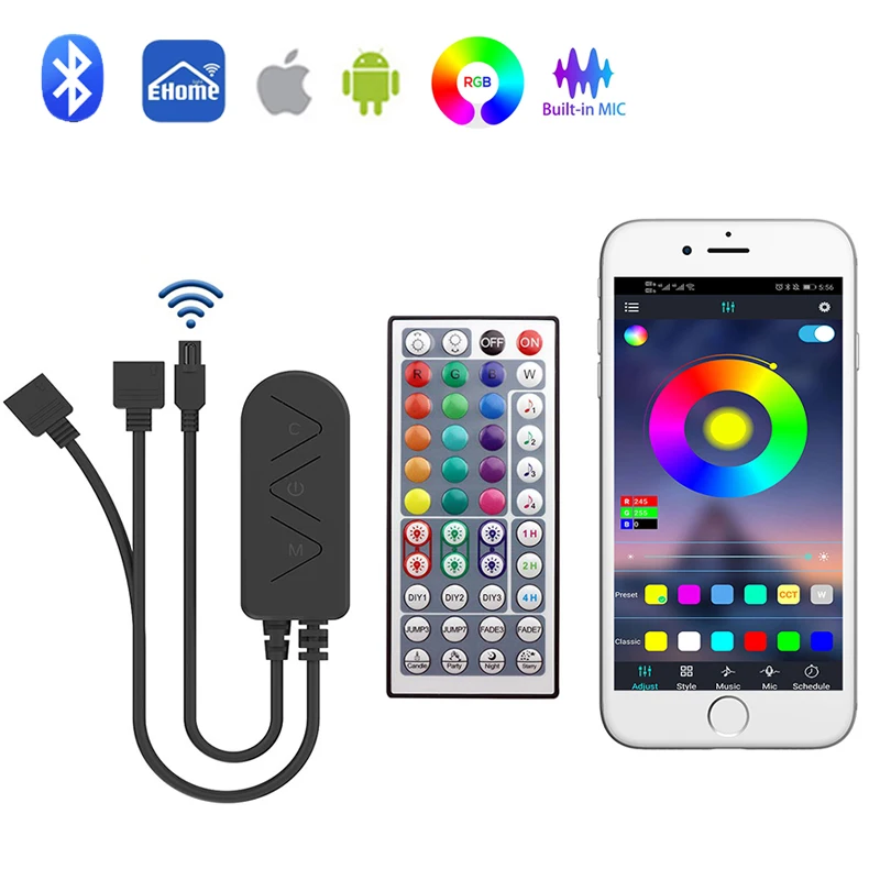 Ehome Light Bluetooth Rgb Controler DC 524V Rgb Led Tape Controller