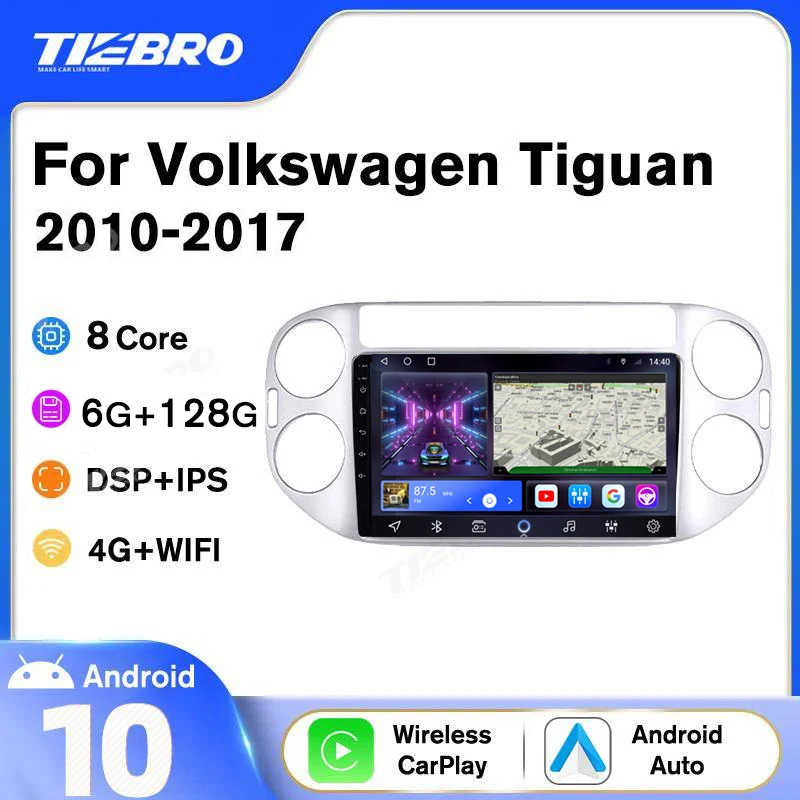 

Автомагнитола TIEBRO 2 Din Android 10 для Volkswagen Tiguan 2010-2017 автомобильный мультимедийный плеер навигация автомобильная стерео с экраном Dvd