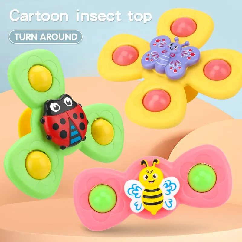 Baby Window Suction Toy Insect Suction Cup Base Rotating Toy Window Suction Spinner Relief Stress Bath Room Toy 2PCS Set For Baby Birthday Gift