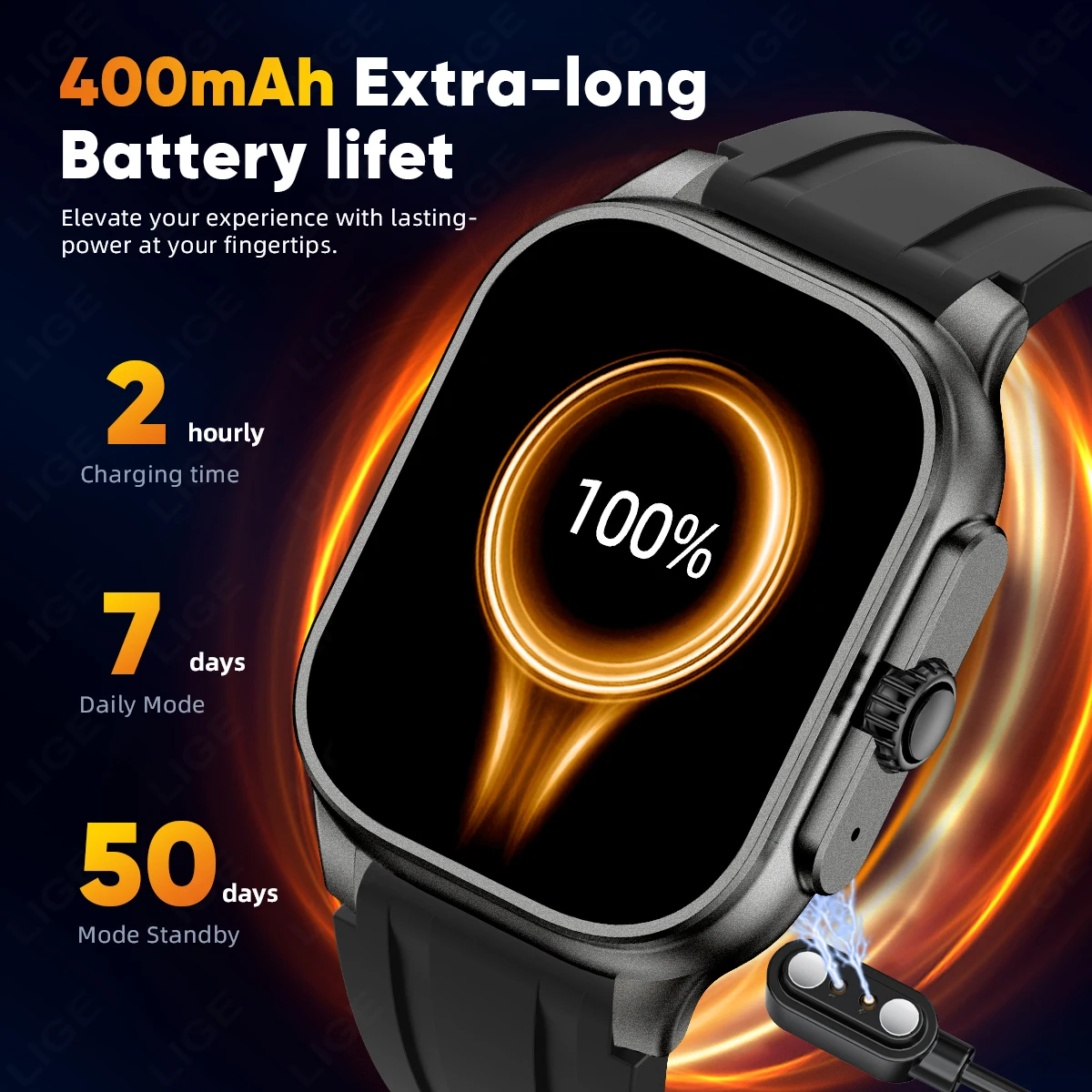 LIGE Islamic Quran Watch for Muslim 2.01"Smartwatch with Quran Recitation Prayer Bluetooth Call IP68 Waterproof Smart Watch Men