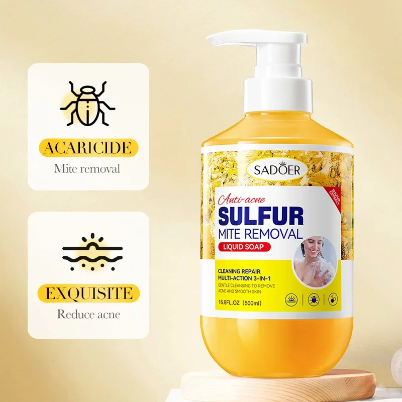 500ml Deep Cleansing Sulfur Mite Removal Body Wash Oil Control Shower Gel  Bath and Body Cleansers 3