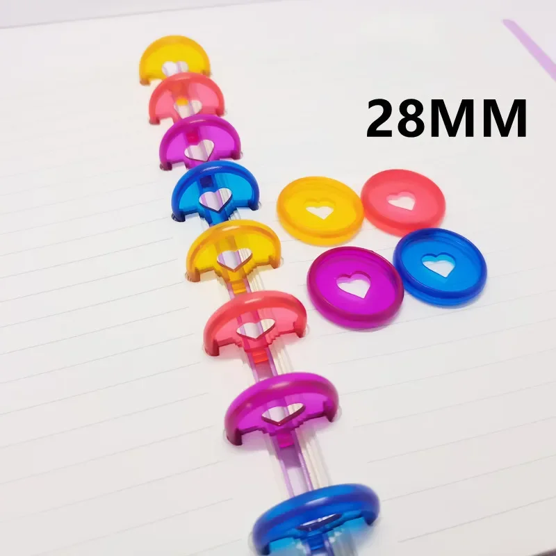 100PCS28MM transparent jelly-colored love plastic binding ring binding plate mushroom hole loose-leaf notebook binding supplies