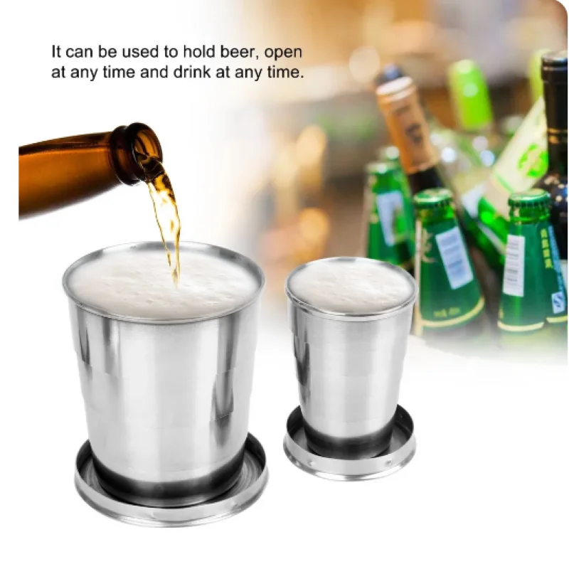 Stainless Steel Foldable Cup Portable Water Drinking Cup Retractable Telescopic Collapsible Cups For Outdoor Travel