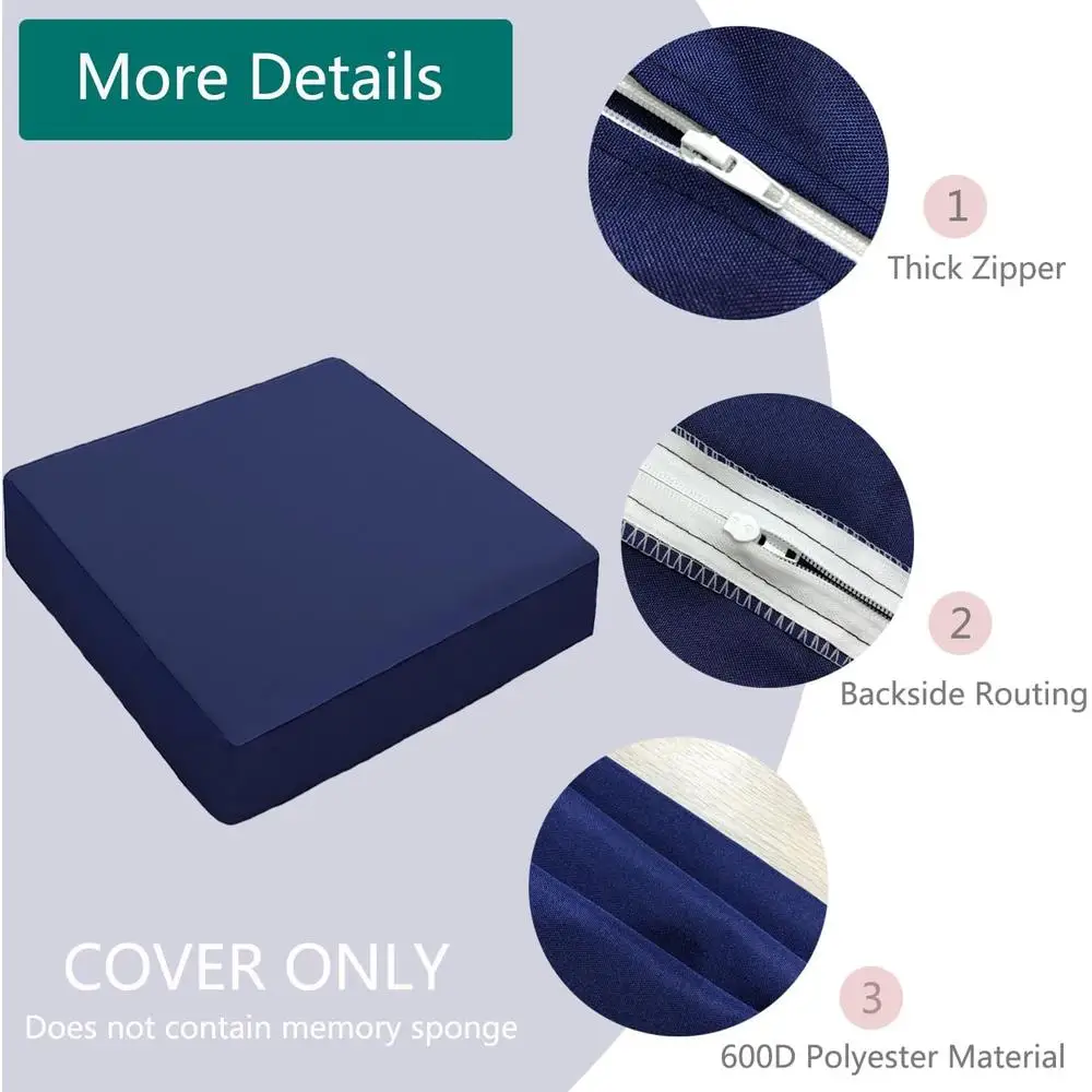 Waterproof Outdoor Cushion Covers Set of 4 Durable Fabric Fade Resistant Easy Installation Replacement Patio Furniture Seat 4