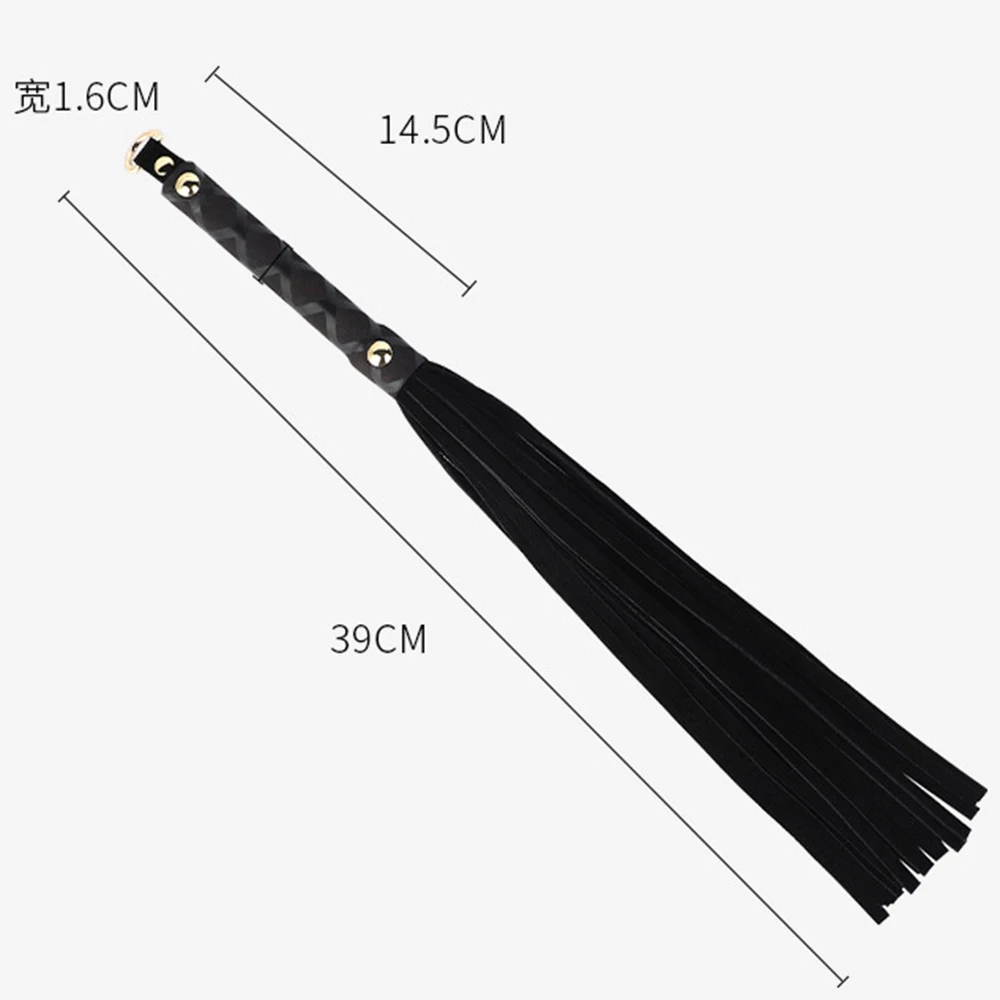 39CM Premium Genuine Leather Suede Flogger Horse Training Crop Whip Suede Leather Covered Handle 4