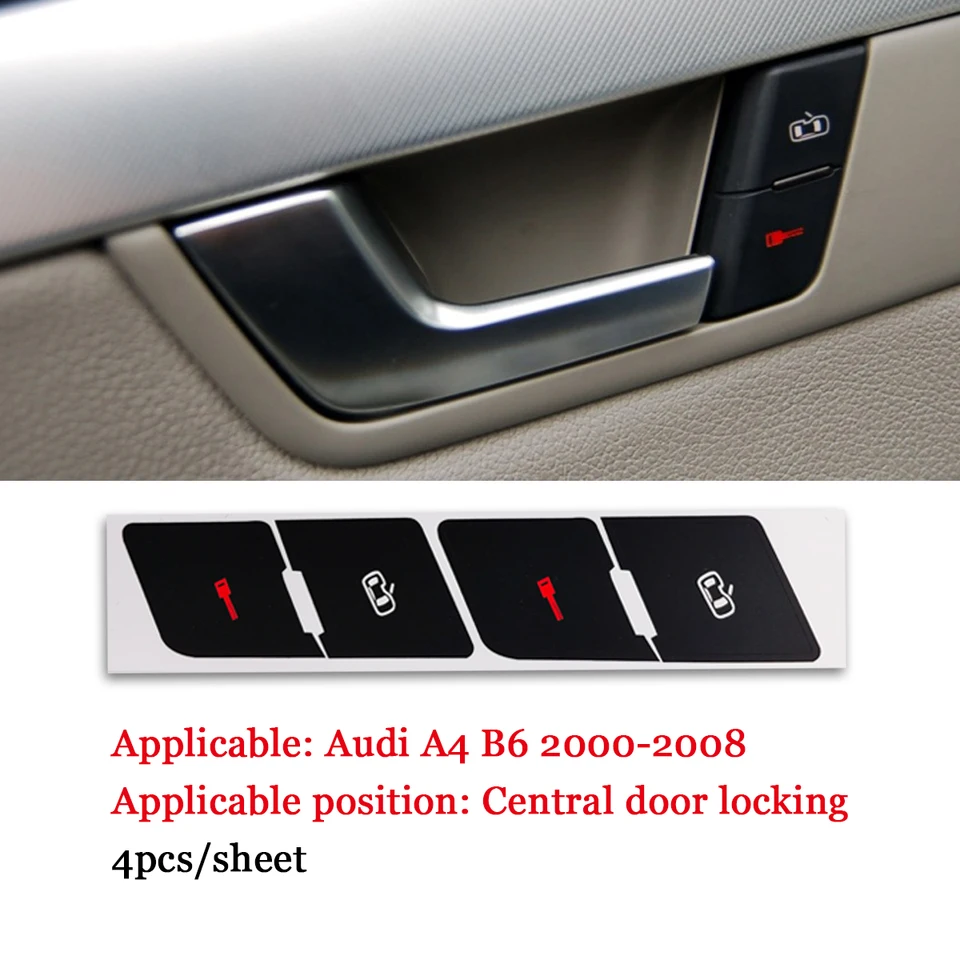 Reparatur-Aufkleber Für Audi A4, B6, B7 – Schwarzes Vinyl Mit Weißer Schrift, Für ESP- & Getränkehalter-Tasten – Hochwertiger Overlay-Ersatz