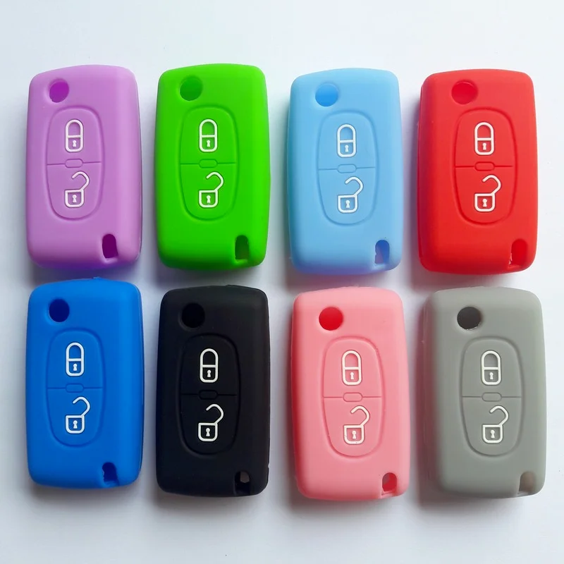 Silicone Remote Car Key Case Cover FOB Shell Holder Protect for CITROEN C2  C3 C4 C5 Berlingo Picasso for Peugeot 207 807 306 - AliExpress