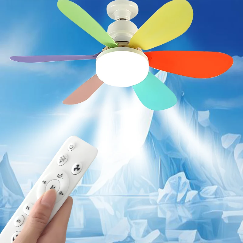Socket Fan Light 40W 20.5" Screw Ceiling Fan with Light and Remote E27 Socket with LED For Bathroom Bedroom