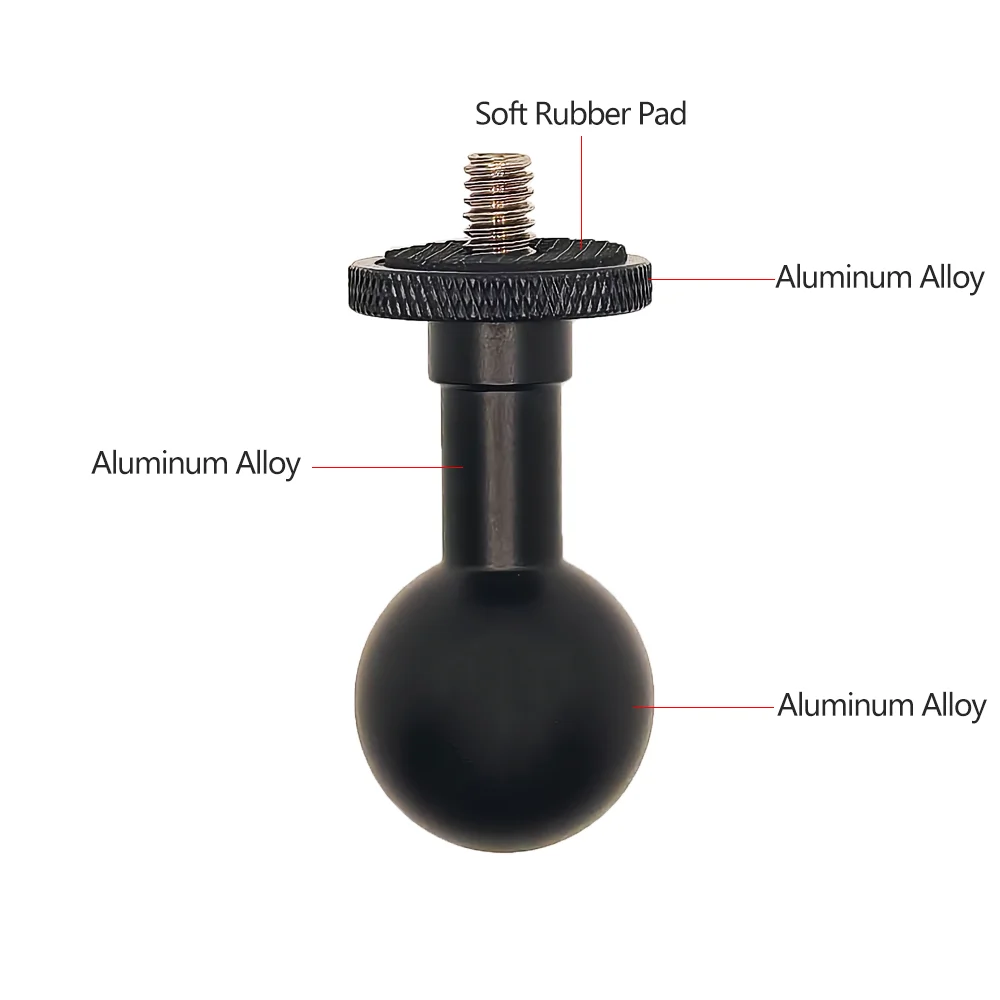2PCS 17/25mm Aluminum Alloy Ball Mount with 1/4-20 Threaded Stud Adapter for GoPro 13 12 11 10 9 insta360 DJI OSMO Action Camera