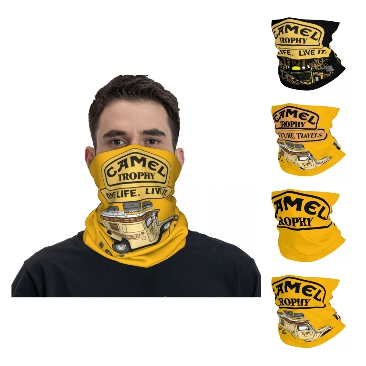 

Defender Car Camel Trophy Bandana Neck Gaiter Printed Mask Scarf Warm Face Mask Outdoor Sports for Men Women Adult Washable
