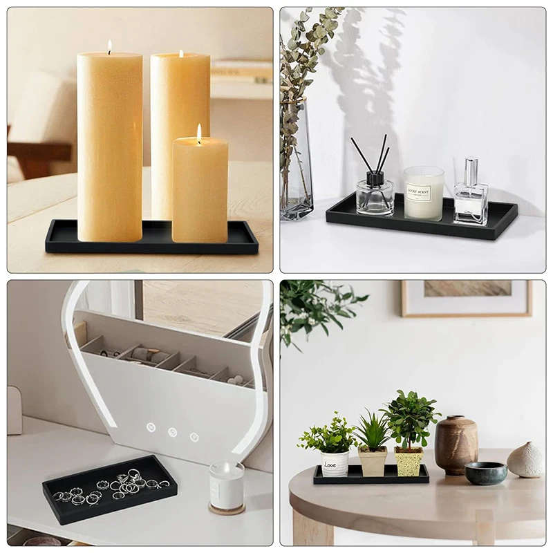 Silicone tray for bathroom countertops, hand sanitizer shampoo storage tray, jewelry display tray for decorative storage