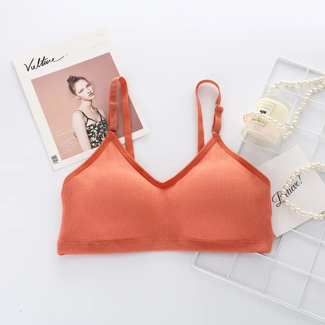 2022 Seamless Brassiere Bras For Women Full Cup Breathable Bralette Wire Free Sleep Bra Tube Top Bralette Thread Girl Women Bra Orange