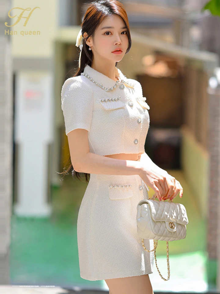 Blouses Korean High Waisted Pencil Skirt Queen H Han Queen Elegant