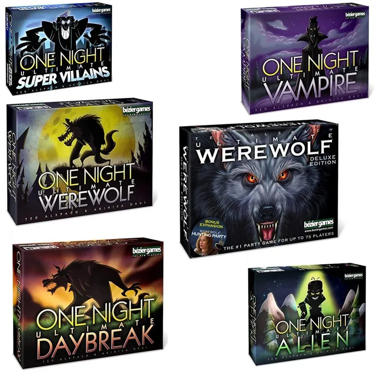 

One Night Ultimate Werewolf Cards Collection Board Game Alien Super Villains Edition Deck For Party Playing 3-10 players Ages 8+