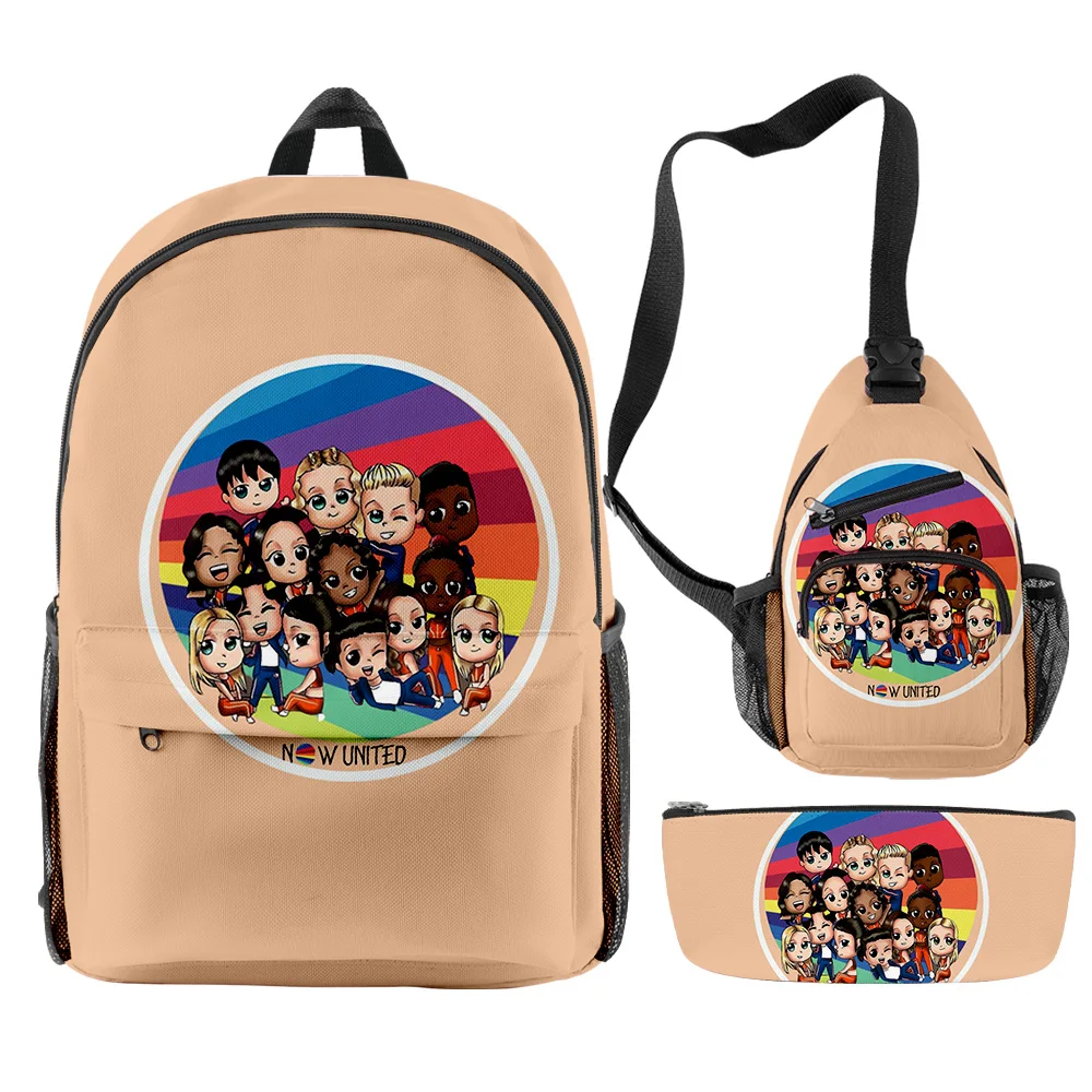 

Popular Youthful Now United POP Group 3pcs/Set Backpack 3D Print Bookbag Laptop Daypack Backpacks Chest Bags Pencil Case
