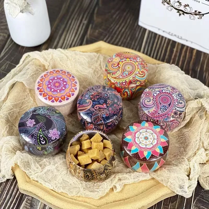 Storage box Candle Cans Tea Caddy Tea Box Containers Coffee Candy Snacks Small Sealed Jars Tin Mini Portable Packaging Teaware
