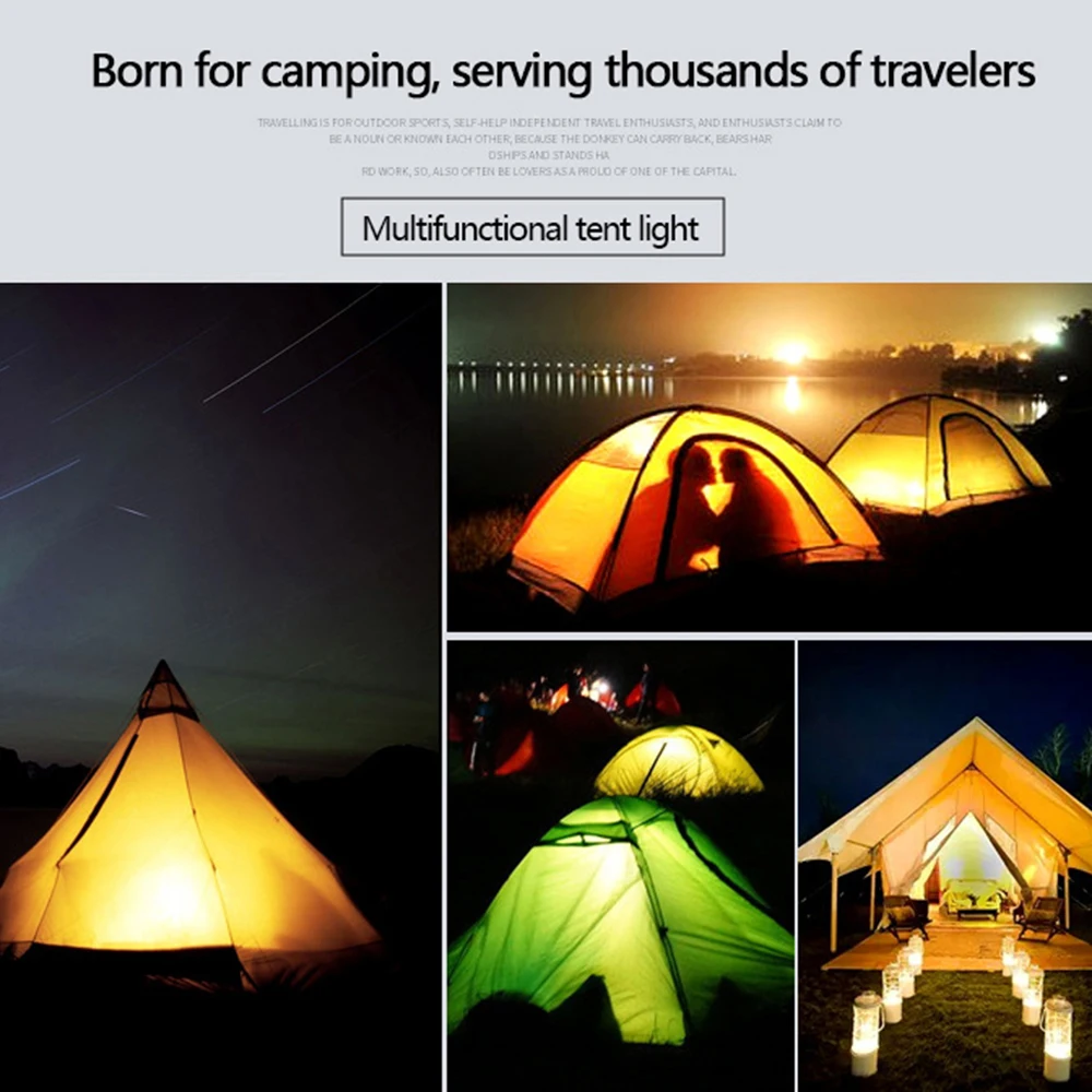 LED Camping Lights Outdoor Tents Lamps Magnet Base Portable Hanging Light Battery Lamp Emergency Lantern Camping Supplies