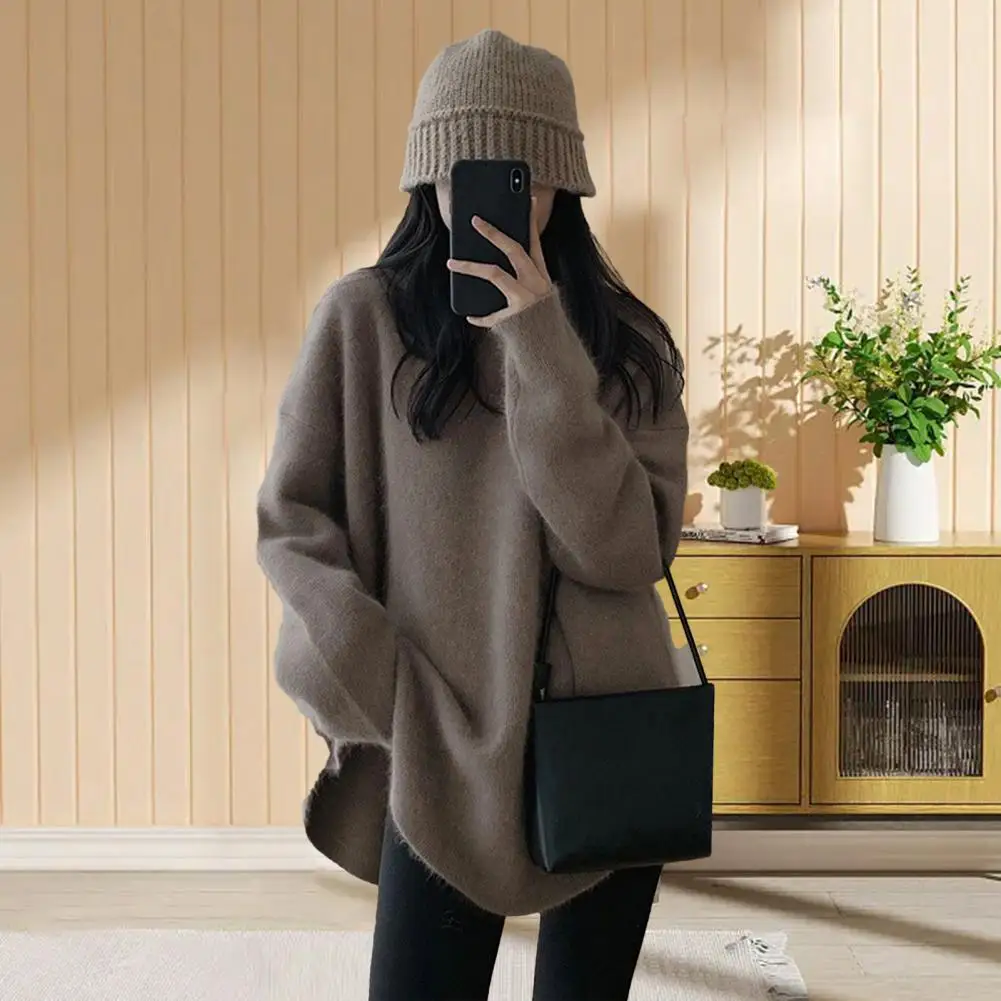 

Fuzzy Women Sweater Cozy Stylish Women's Knitted Sweaters Elegant Oversized Pullovers for Fall/winter with Soft Fuzzy Warmth