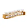 6 Holes Glass Holder Cup Rack Barware Accessories Organizer Serving Tray Kitchen Storage Wood for Club Party Bar 4