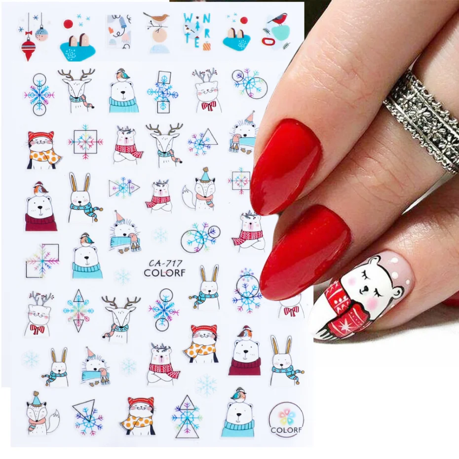Cute Sticker Nail Art Designs 3d Cartoon Flowers Spring Slider Love