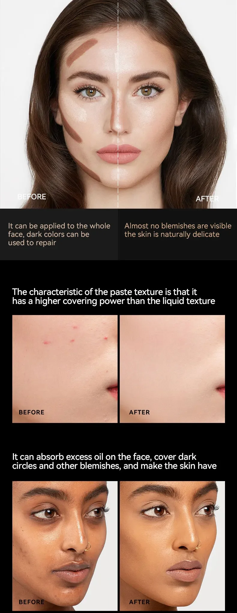 Description Picture 3 of itemDEROL Concealer Full Coverage Foundation Stick Oil Control Natural Barrier Concealer BB CC Cream Hydrating Long-Lasting Cosmetic