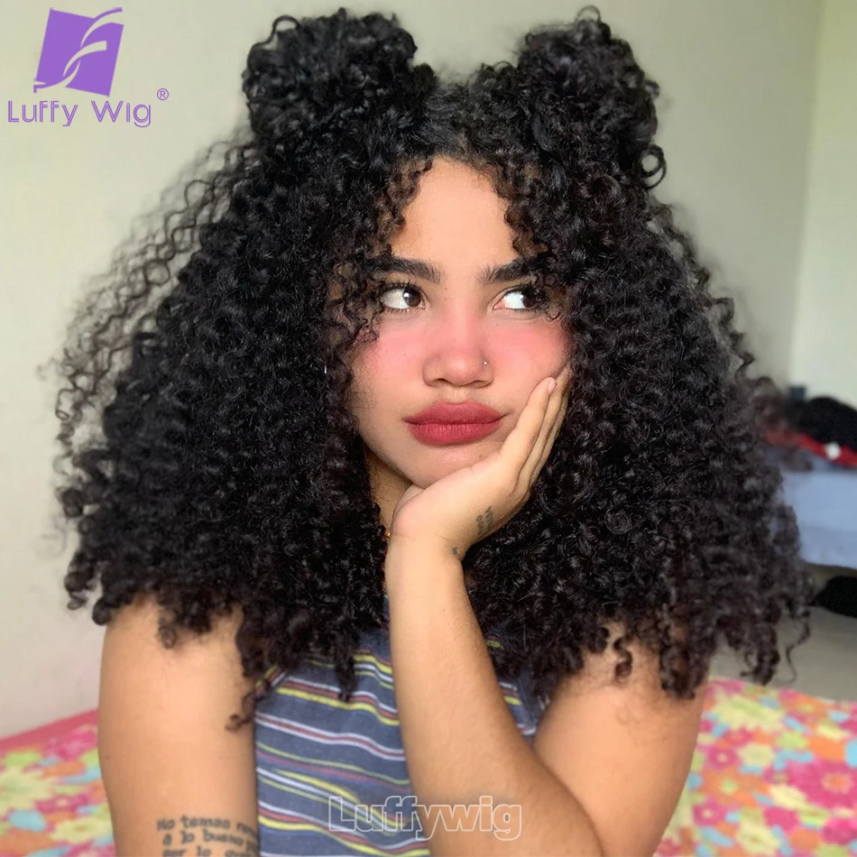 

180 Density Short Kinky Curly V Part Wig Human Hair No Leave Out Brazilian Curly Vpart Wig Glueless Human Hair Wigs for Women
