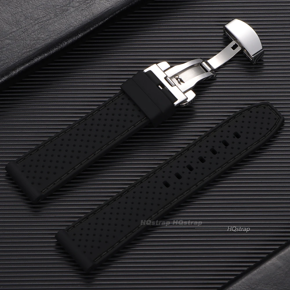 Silicone Sport Watch Strap with Butterfly Buckle - Breathable Waterproof Wristband