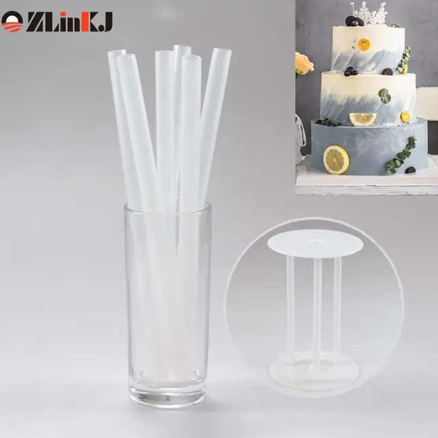 10Db 24 Cm 30 Újrafelhasználható Sütemény Tiplik Fehér Műanyag Tartó Rudak Kerek Szalma Sütemények Nagykereskedelme