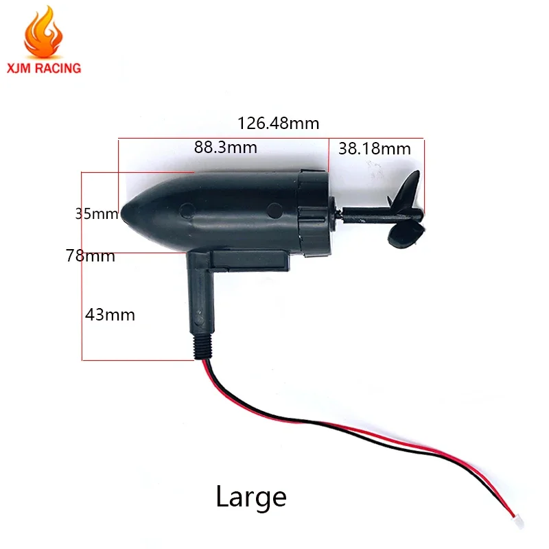Installation du propulseur sous-marin 12V sur un bateau RC, fixation par support orientable