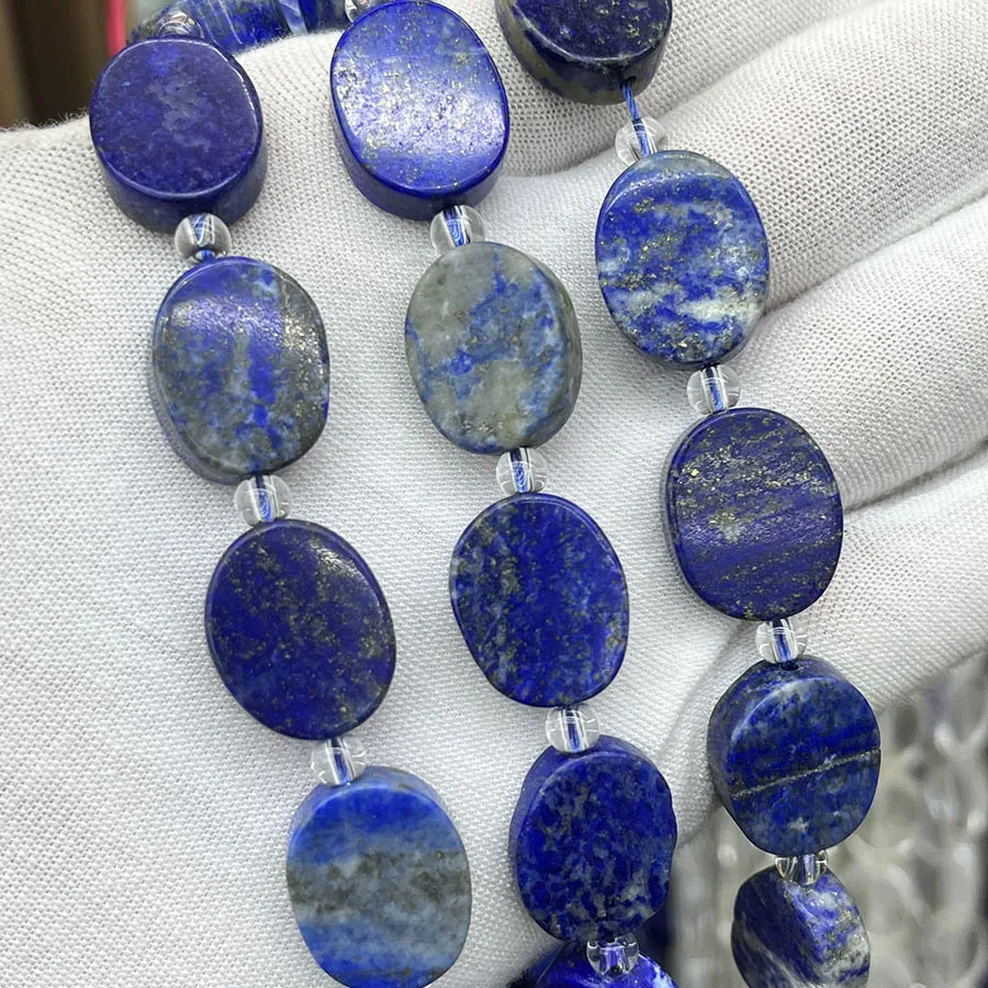 

Natural Lapis Lazuli Crystal Egg Shape Stone Bead Loose For Jewelry Making DIY Necklace Bracelet Accessory15''14-18mm