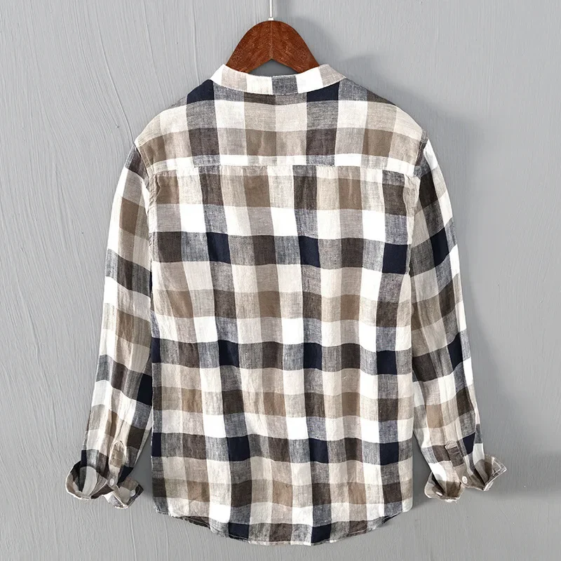 Mannen Kleding 2022 Verse Gestreepte Linnen Lange Mouwen Plaid Shirt Mannen Jeugd Casual Shirt