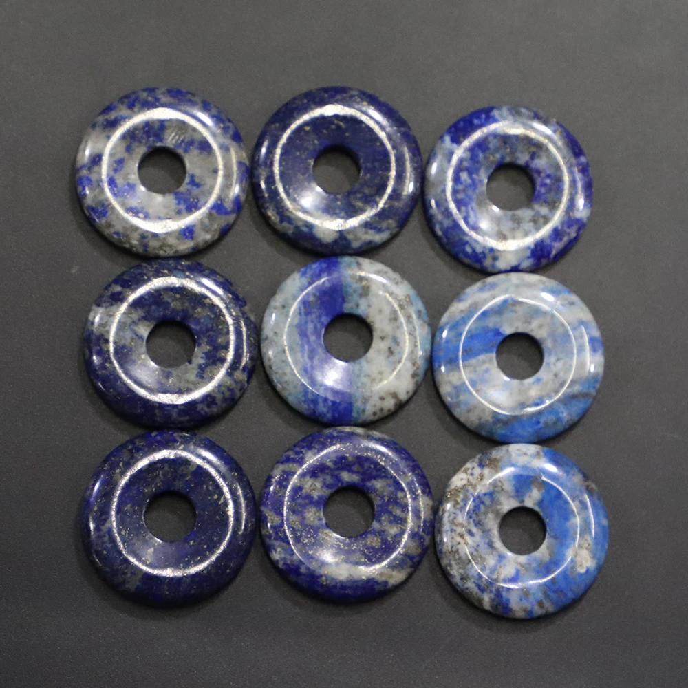 25MM Natural Stone Necklace Agate Pendants Charms Safety Buckle Amulet Sodalite Lapis Lazuli Jade Jewelry Accessories Wholesale