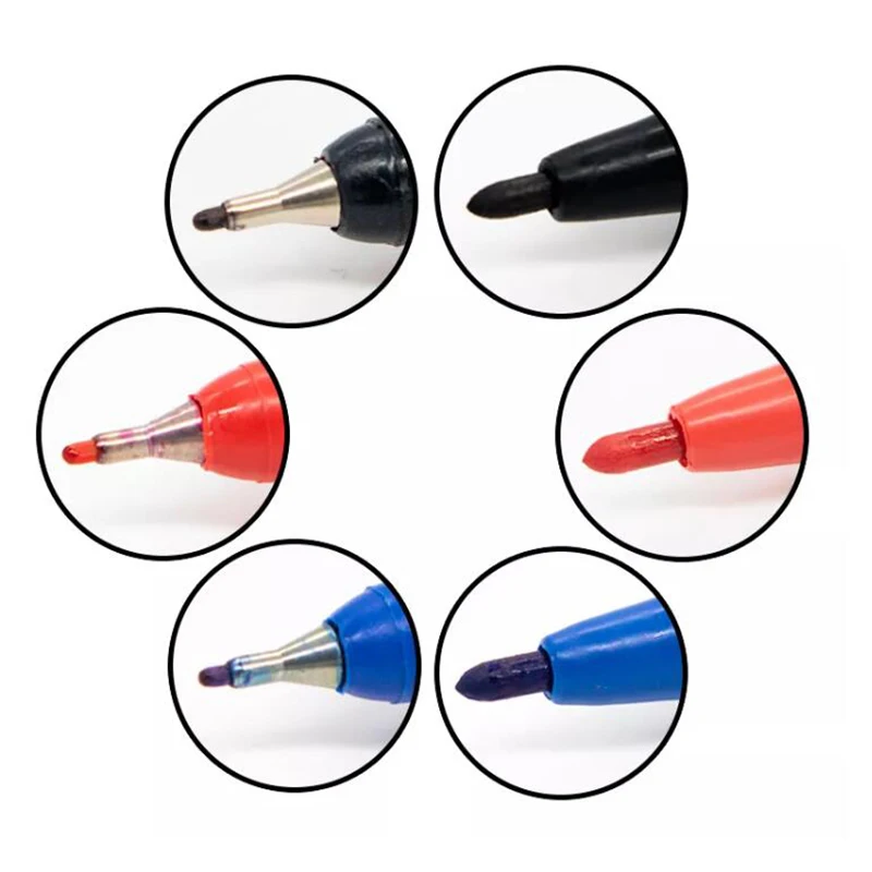 Dual-Tip Permanent Marker Pens for Versatile Use on Various Surfaces