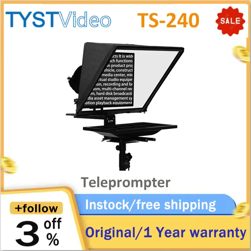 TYST Video TS240 24 inch Teleprompter Streaming & Live Broadcast For Computer Laptop Video