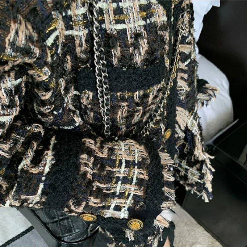 2023 New Women Down Jacket Winter Coat Loose Retro Parkas Short Tassels Xiaoxiangfeng Outwear French White Duck Down Overcoat