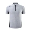 Summer Breathable Short Sleeve Zipper collar Men Running Fitness Tshirt elastic Quick Dry Sports Bodybuilding Training Shirts 3