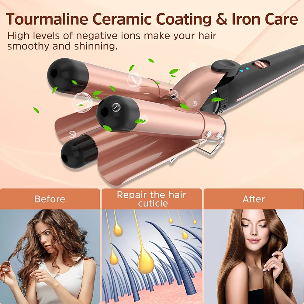 Hair Curler hair curler hair iron 5 in 1 Hair Waver Curling Iron 3 Barrel Hair Crimper with Fast Heating Up 0.4-1.25 Inch Crimper Wand Curler for All Types