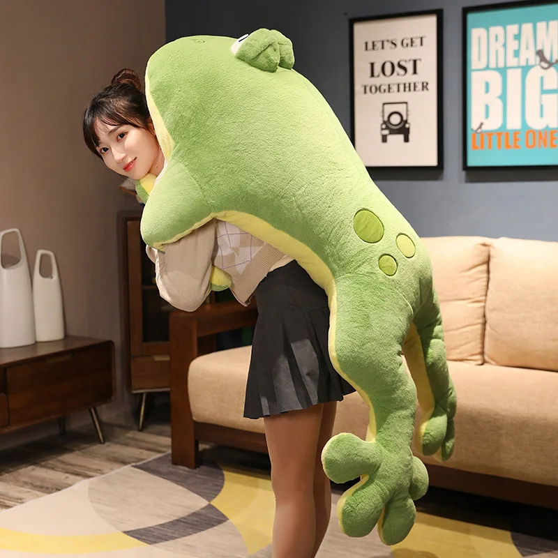 Cute Big Size Frog Plush Toy Stuffed Plushies 60cm-130cm Large Size Frog Throw Pillow Cushion Home Decor Kids Toys Birthday Gift dog toys for aggressive chewers large breed interactive dog toys