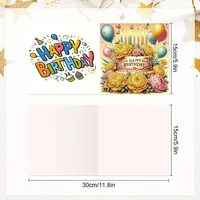 6-Piece/Set DIY Diamond Painting Birthday Card Set, Featuring Unique Flower, Bird, and Pattern Designs, Rhinestone Diamond Paint 2
