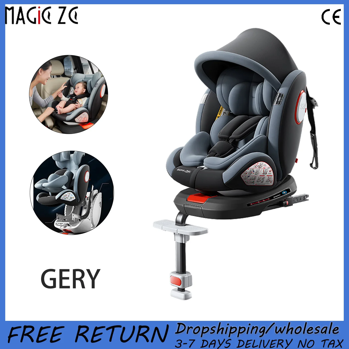 360-Degree Rotating Car Seat Infant and Child Car Seat Features ISOFIX Anchorage System Includes Rest Mode Suitable for Ages 0-12 Infant Car Seat Newborn Car Seat Maternity and Infant Car Seat