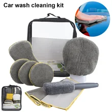 

Car Wash Brush Kit Cleaning Tool Microfiber Car Wash Kit Super Absorbent Car Detailing Wheel Brushes Wax Pad Sponge Block Towel