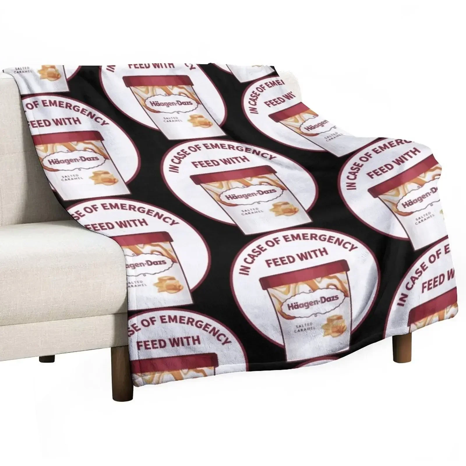 

In Case Of Emergency Feed With Haagen-Dazs Throw Blanket Travel Sofa Quilt Blankets