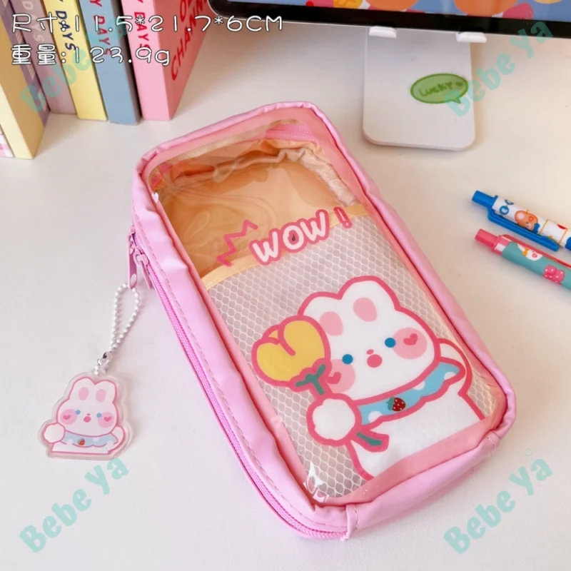 Astuccio Trasparente In TPU Con Cerniera, Organizer Per Cancelleria, Matite, Trucco E Viaggio, Estetico E Impermeabile, Rosa - 4
