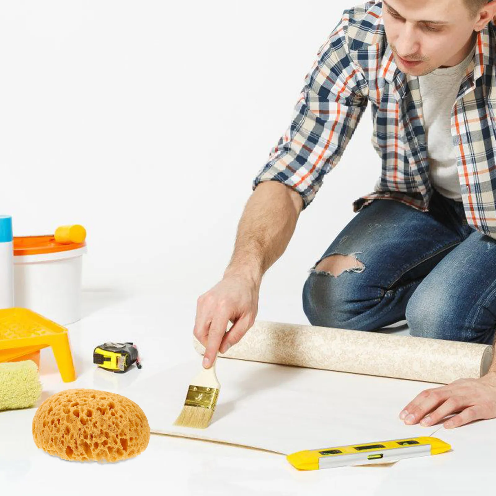 2개입 텍스처 스펀지 벽 수리용 소프트 드라이월 패치 스펀지 천장 텍스처 도구 페인팅 스펀지 데코레이션용