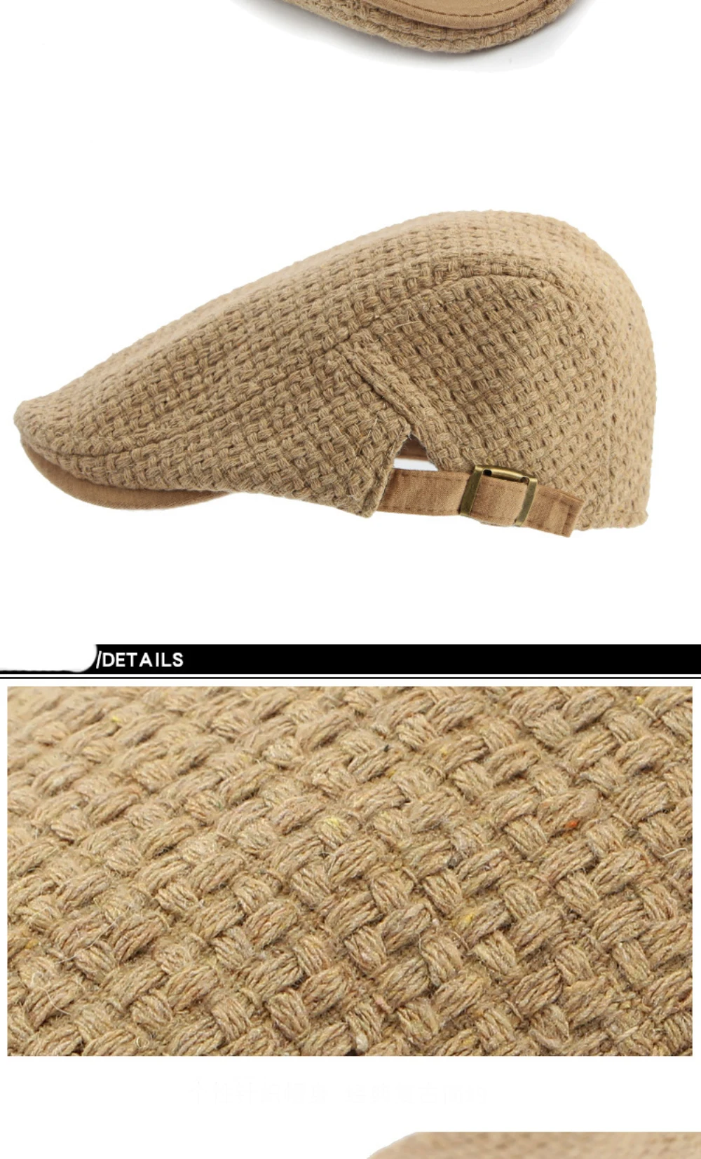HT4957 Berets Männer Frauen Herbst Winter Gestrickte Hut Vintage Künstler Maler Baskenmütze Hut Männlich Weiblich Ivy Flache Kappe Einstellbare Baskenmütze Kappe – Detail 12