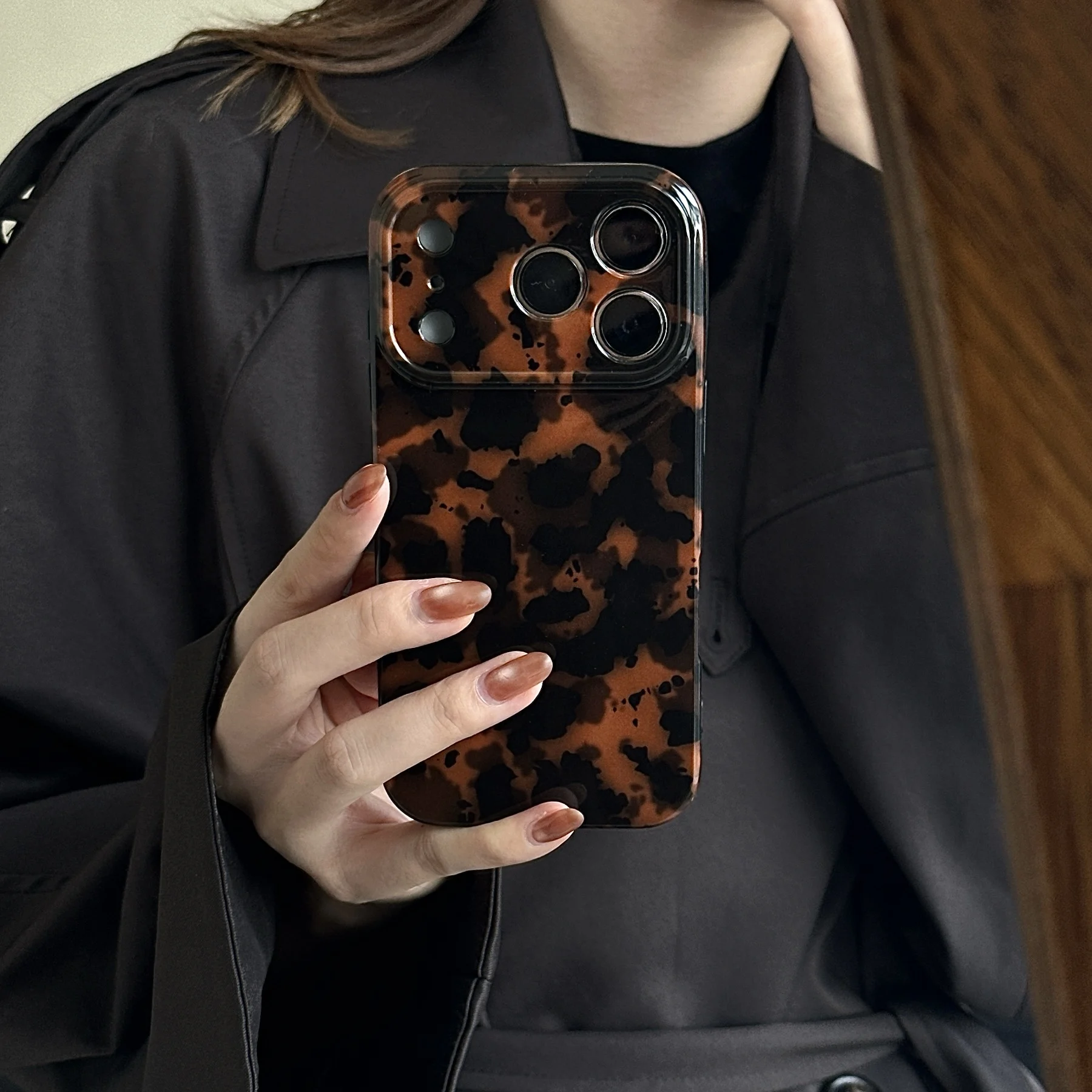 Retro Stylish Amber Color Lamber Pattern Glossy Phone Cover Case for iPhone 17 16 15 14 13 12 Pro Max Plus Air Image 40