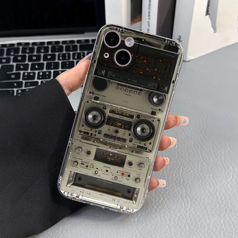 Vintage Radio Camera Design Fashion Phone Case - Clear TPU Cover