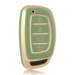 Enhanced Smart Key Fob Case Cover with 4 Buttons (Green gold)