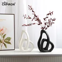 CAPIRON-Abstract Ceramic Vase, Flower Arrangement, Living Room, Table Office, Home Decoration Accessories, Interior Pampas Grass 2