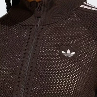 adidas Originals Veste cardigan de sport décontractée en maille ajourée à col montant, tendance et polyvalente pour femme KE0202 5